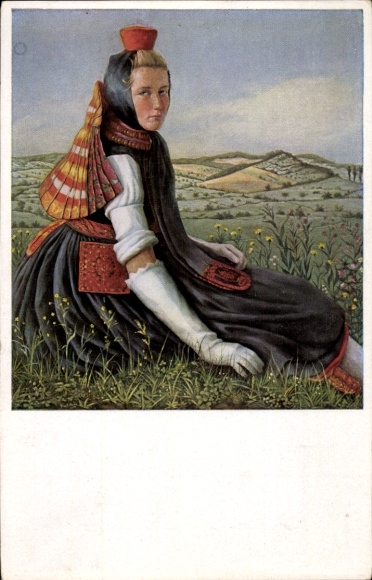 Künstler Ak Mons, K., Hessische Trachten, Schwälmer Mädchen