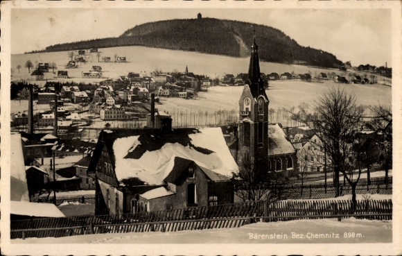 Ak Bärenstein im Erzgebirge, Gesamtansicht, Winter