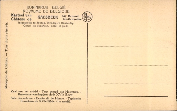 CPA Lennik Brabant flamand, Château de Gaasbeek, Salle des Archives, Escalier dit de Hornes