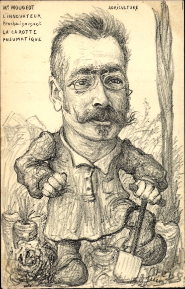 Artists Postcard Orens, Léon Mougeot, Agriculture, L'innovateur, Carotte pneumatique