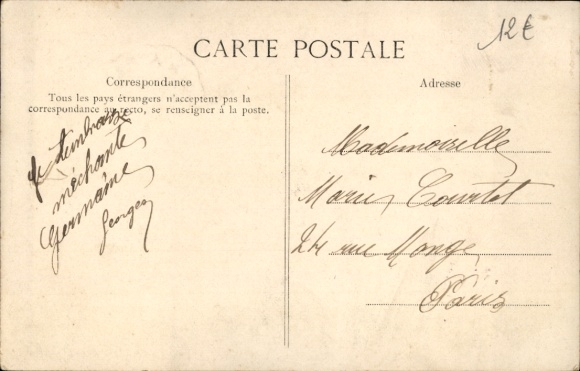 Postcard Robinson Hauts de Seine, man carrying donkey on his back