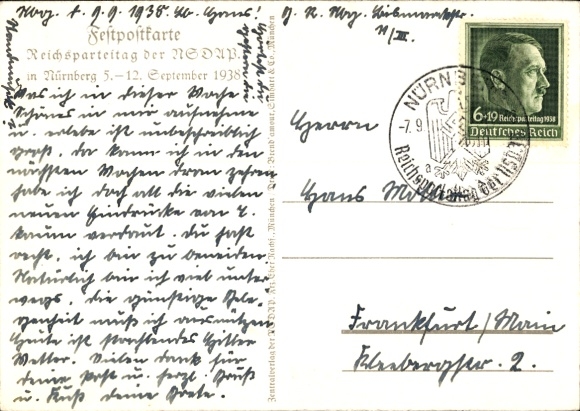 Postcard Reich Party Rally of the NSDAP Nuremberg 1938