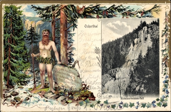 Passepartout PC Goslar am Harz, Romkerwasserfall, Ockerthal, Wilder Mann