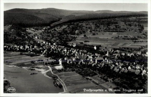 Postcard Dorfprozelten am Main Unterfranken, aerial photograph