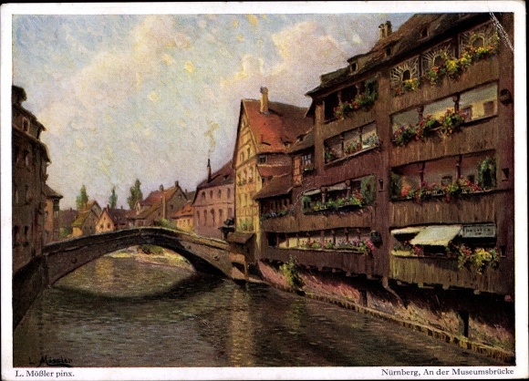 Artist PC Mößler, L., Nuremberg in Middle Franconia, at the Museum Bridge