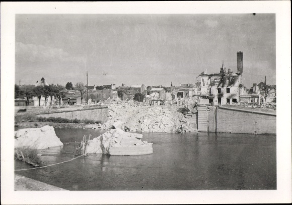 Photo Compiègne Oise, destroyed bridge, WWII