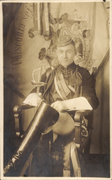 Studentika Photo Postcard Student with saber, portrait, standard
