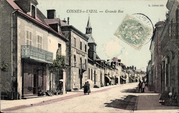 Ak Cosnes sur l'Oeil Allier, Grande Rue, Hotel, Église