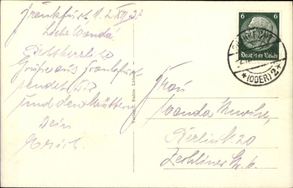 Postcard Frankfurt an der Oder, government portal, architectural details, black and white,