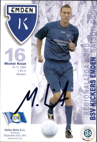 Autogrammkarte Fußballer Michèl Kniat, BSV Kickers Emden, Autogramm