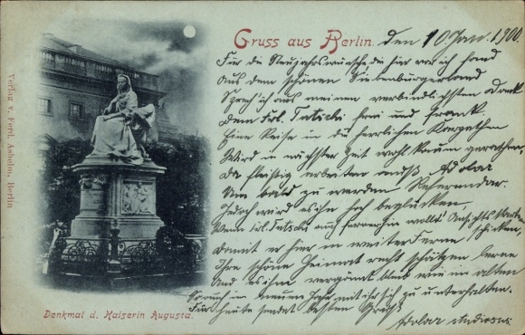 Mondschein Ak Berlin, Denkmal der Kaiserin Augusta