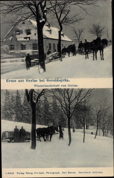 PC Gerlas Bad Steben Bavaria, winter landscape, sleigh teams
