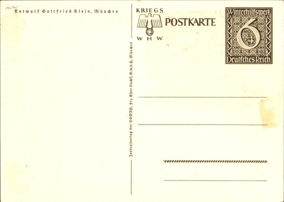 Postal stationery artist Postcard Klein, Gottfried, Danzig is German, WHW