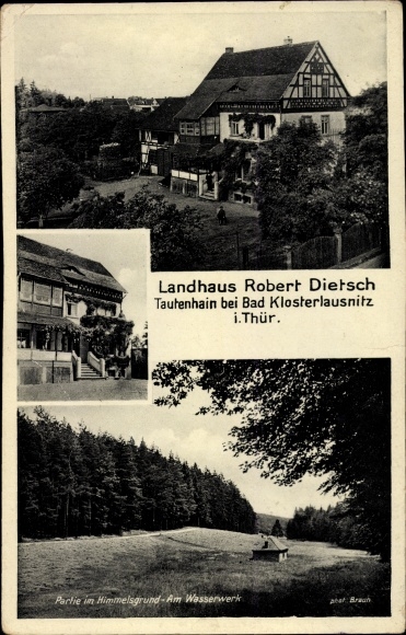 Ak Tautenhain Thüringen, Landhaus Robert Dietsch, Partie im Himmelsgrund, Am Wasserwerk