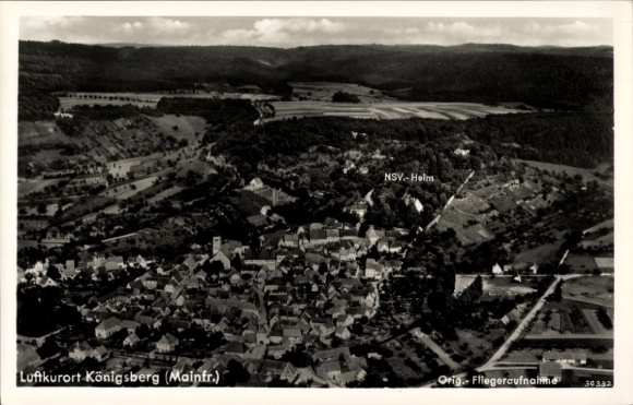 Ak Königsberg in Bayern Unterfranken, Fliegeraufnahme