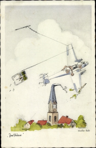 Artist Postcard Destroyer strikes church tower