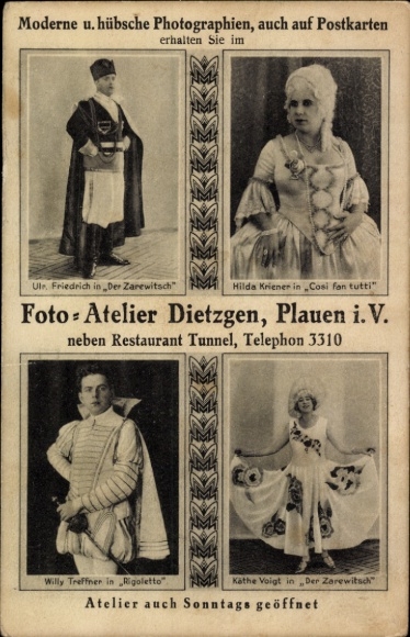 Postcard Plauen iV Photo Studio Dietzgen, Willy Treffner, Käthe Voigt, Hilda Kriener, Ulr. Friedrich
