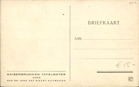 Postcard advertising, Kaiserbrunnen table water, family at a picnic, servant