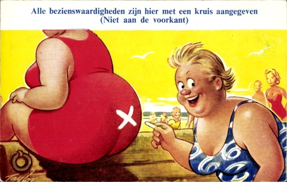 Künstler Ak Taylor, Alle bezienswaardigheden zijn hier met een kruis aangegeven, Dicke Frau
