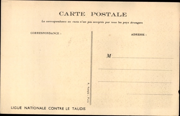 Artist Postcard Poulbot, Franciscque, You're afraid of spiders, Ligue Nationale against the Taudis