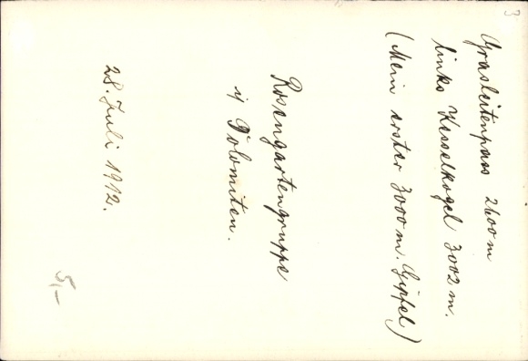 foto Tiers Banden Zuid-Tirol, Grasleitenpas, Kesselkogel, Rosengartengroep in de Dolomieten, 1912