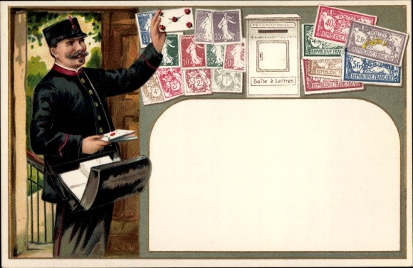 Embossed stamps PC Postman, French stamps