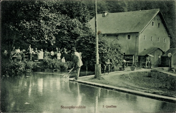 Postcard Stempfermühle Gößweinstein in Upper Franconia, 3 springs