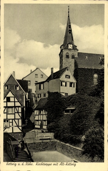 Ak Kettwig Essen im Ruhrgebiet, Kirchtreppe, Altstadt