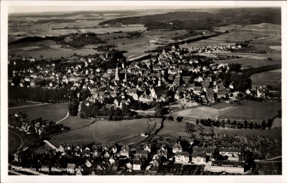 Postcard Michelstadt in the Odenwald, aerial view of Odenwald, residential areas, landscape