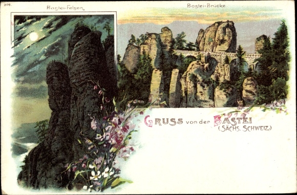 PC Lohmen in the Elbe Sandstone Mountains, bastion, nice detailed view