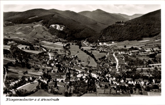Postcard Klingenmünster on the Wine Route Palatinate, aerial photograph