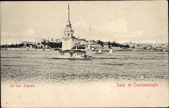 Postcard Constantinople Istanbul Türkiye, Maiden's Tower, Lighthouse