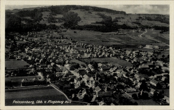 Postcard Peissenberg Peißenberg in Upper Bavaria, aerial view of numerous houses and trees