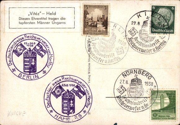 Postcard Regent of the Kingdom of Hungary Nicholas Horthy of Nagybanya, wife