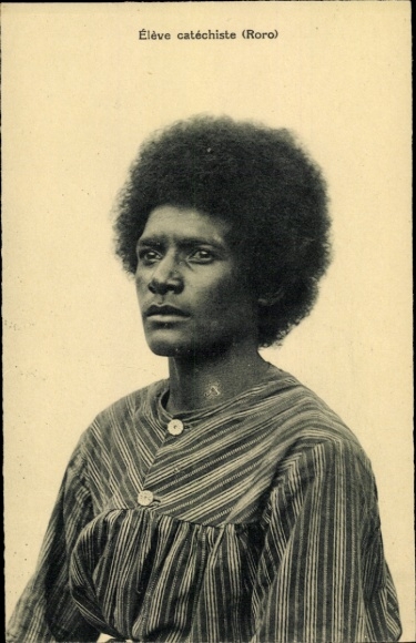 Postcard Papua New Guinea, Roro, catechist student