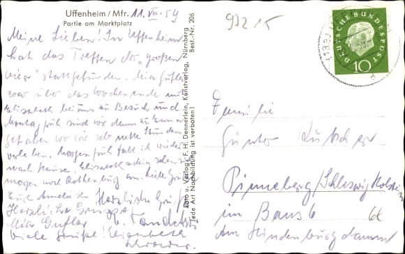 Postcard Uffenheim in Middle Franconia, marketplace, shops