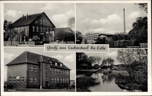 PC Lachendorf in Lower Saxony, inn Tannenkrug, paper mill, school, lot ad Lachte