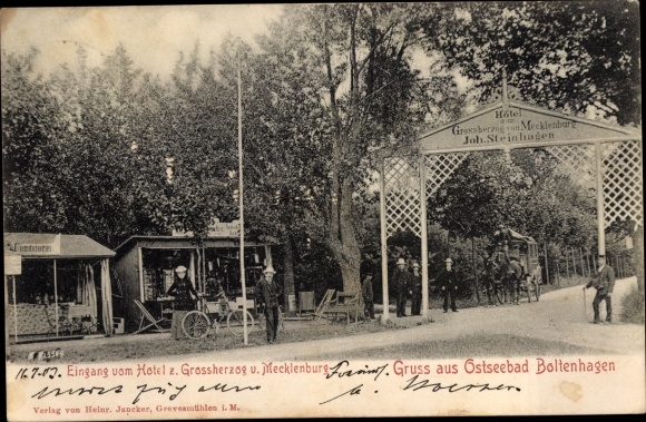 Ak Ostseebad Boltenhagen, Hotel zum Großherzog von Mecklenburg, Eingang