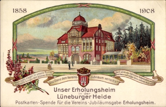 Wappen Litho Walsrode, Erholungsheim Verein für Handlungs-Commis von 1858, Lüneburger Heide, 1908