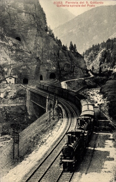 Postcard Ferrovia del S. Gottardo, Galleria spirale del Prato, Gotthardbahn