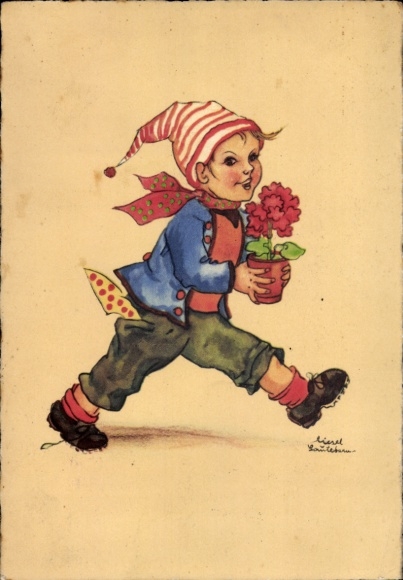 Artist Postcard Lauterborn, Liesel, congratulations, boy, flower