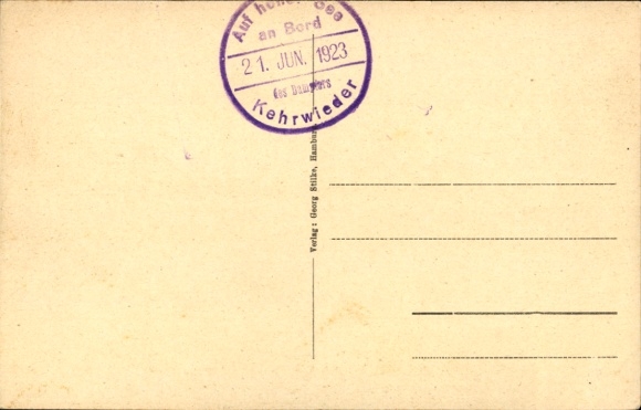 Postcard steamer Kehrwieder, HAPAG