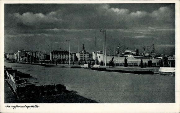 Postcard Gdynia Gotenhafen Pomerania, steamer pier