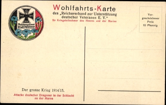 Artist PC Schulz Steglitz, Curt, attack of German dragoons in the battle of the Marne, I. WW