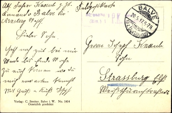 Postcard Balve in Sauerland, parish church