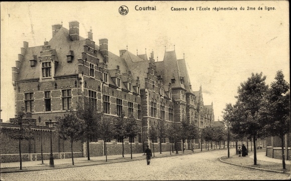 Postcard Kortrijk Courtrai West Flanders, Kazerne van de Regimentsschool