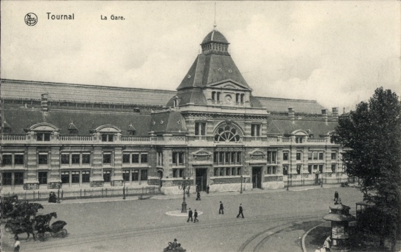 Ak Doornik Wallonië Henegouwen, treinstation