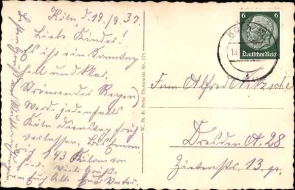Postcard Cologne on the Rhine, Cologne on the Rhine, Hindenburg Bridge, city view, river landscape