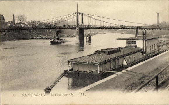 CPA Île Saint Denis Seine Saint Denis, Pont suspendu