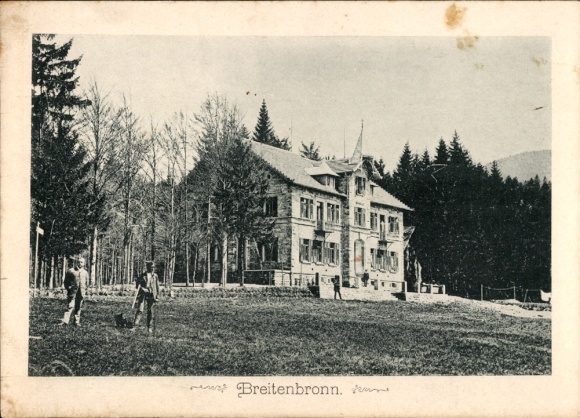 Postcard Breitenbronn Aglasterhausen in Baden, people, buildings